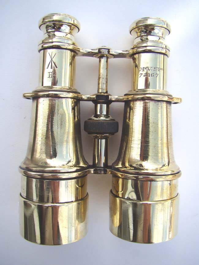 A fine pair of Antique all-brass British Army Field Glasses circa 1890